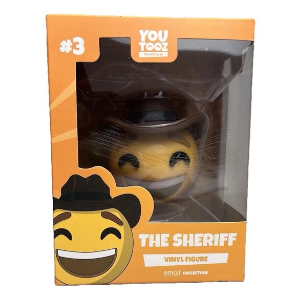 YouTooz The Sheriff #3 Vinyl Figure Emoji Collection Yellow Smiley Cowboy Hat - Picture 1 of 9